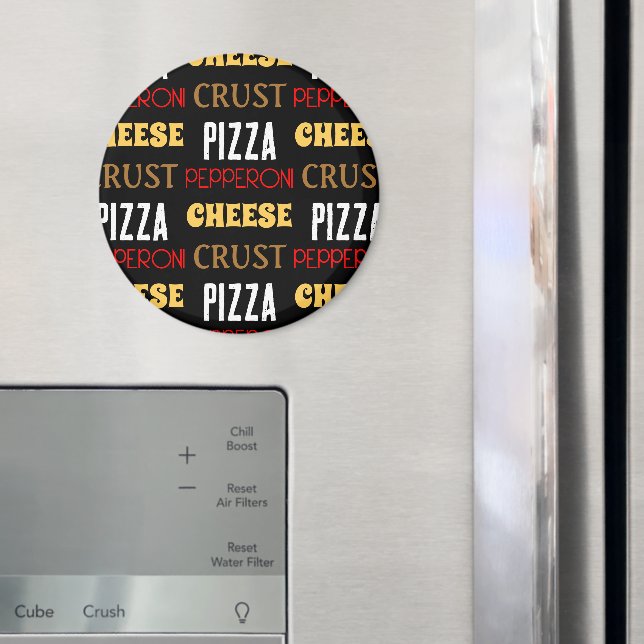 Cool fun pizza pepperoni cheese crust text pattern magnet (In Situ (Fridge))
