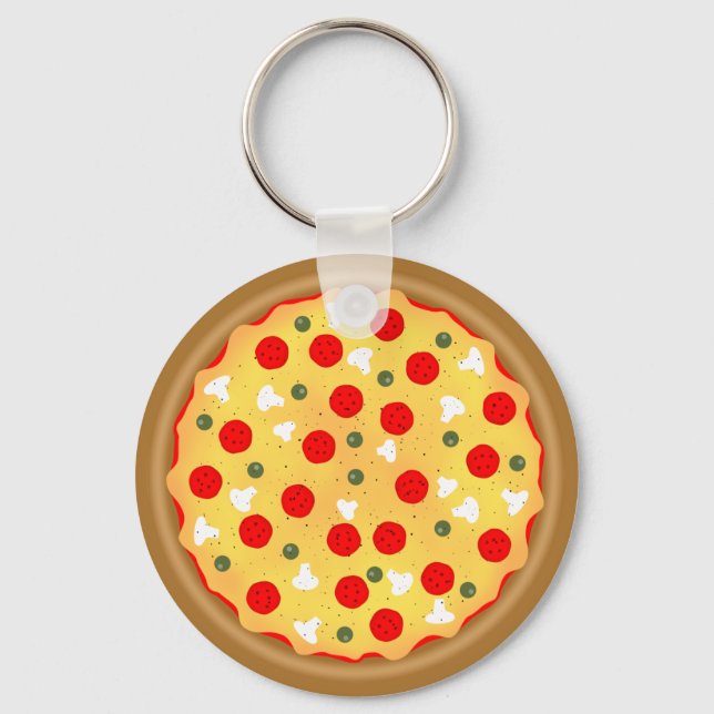 Cool fun pizza pepperoni mushroom capri leggings key ring (Front)