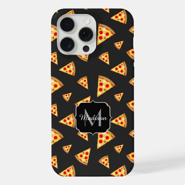 Cool fun pizza slices pattern custom Monogram iPhone Case (Back)