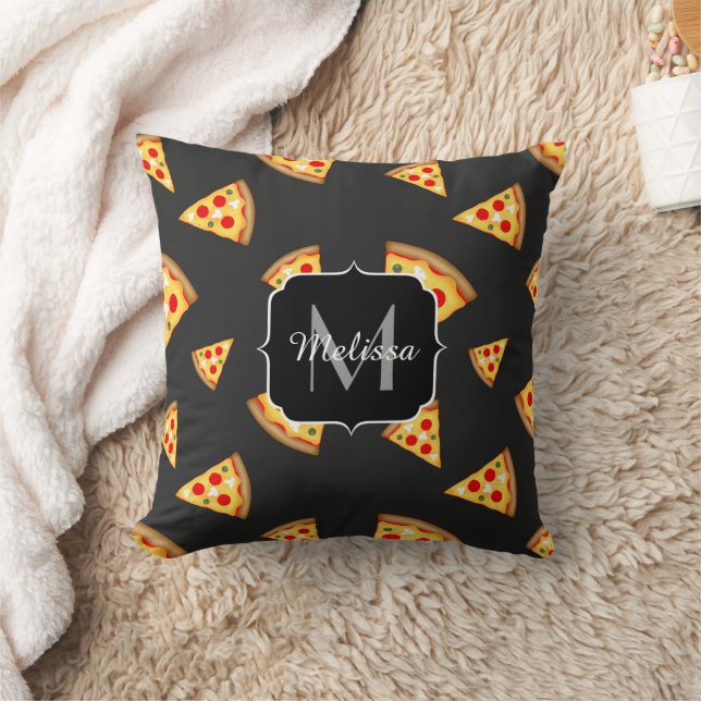 Cool fun pizza slices pattern Monogram PLdesign Cushion (Blanket)