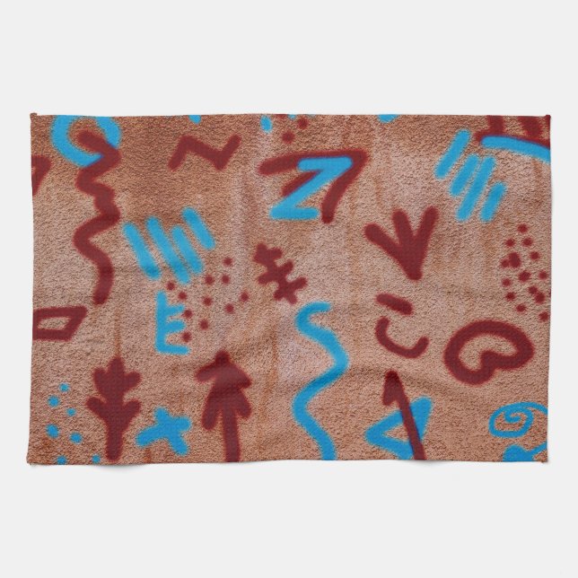 Cool Fun Unique Wall Writings Tea Towel (Horizontal)