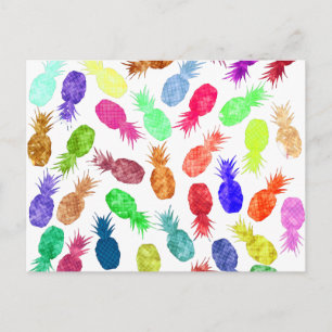Cool Funky Funny Watercolor Pineapple Pattern Postcard