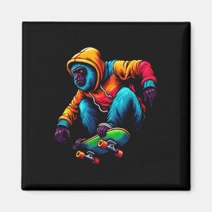 Cool Funky Howler Monkey Skateboarding Illustratio Magnet