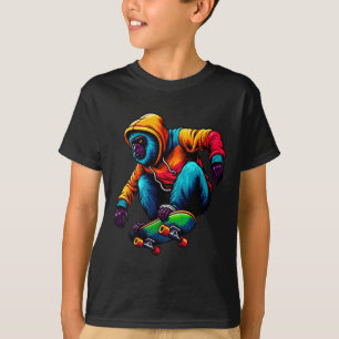Cool Funky Howler Monkey Skateboarding Illustratio T-Shirt
