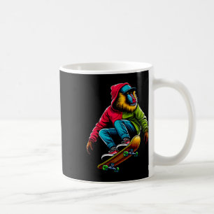 Cool Funky Mandrill Skateboarding Illustration Art Coffee Mug