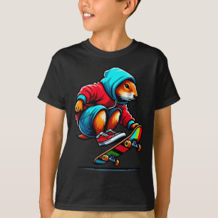 Cool Funky Prairie Dog Skateboarding Illustration  T-Shirt