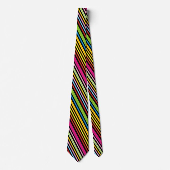Cool Funky Retro Colourful Striped Ties (Front)