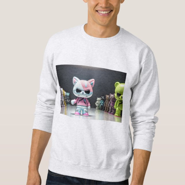 Cool funny alien monster cat squad sweatshirt (Front)