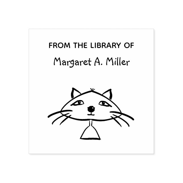 Cool Funny Art Cat From the Library Personalised  Rubber Stamp (Imprint)