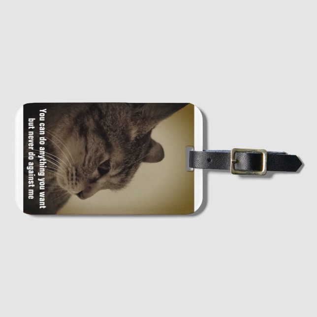 Cool & Funny Cat father meme  Luggage Tag (Front Horizontal)