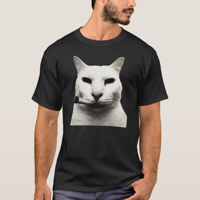 Cool Funny Cat Meme Smoking Cat cigarette T-Shirt (Front)