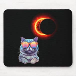 Cool Funny Cat Wearing Sungles Watching Solar Ecli Mouse Pad