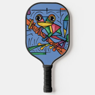 Cool Funny Colourful Tree Frog Abstract Pickleball Paddle
