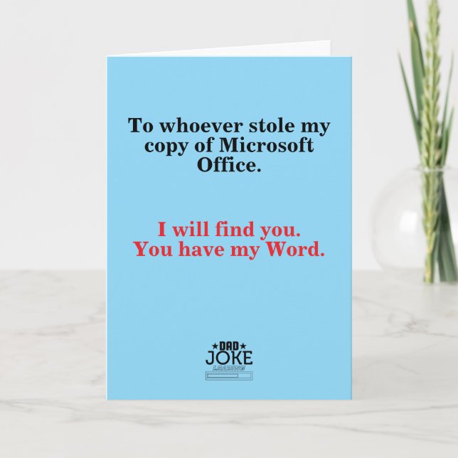 Cool Funny Dad Joke Designed Card (Front)