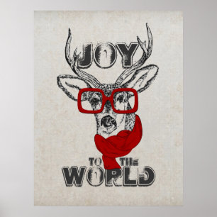 Cool funny deer sketch “Joy to the World” quot Poster