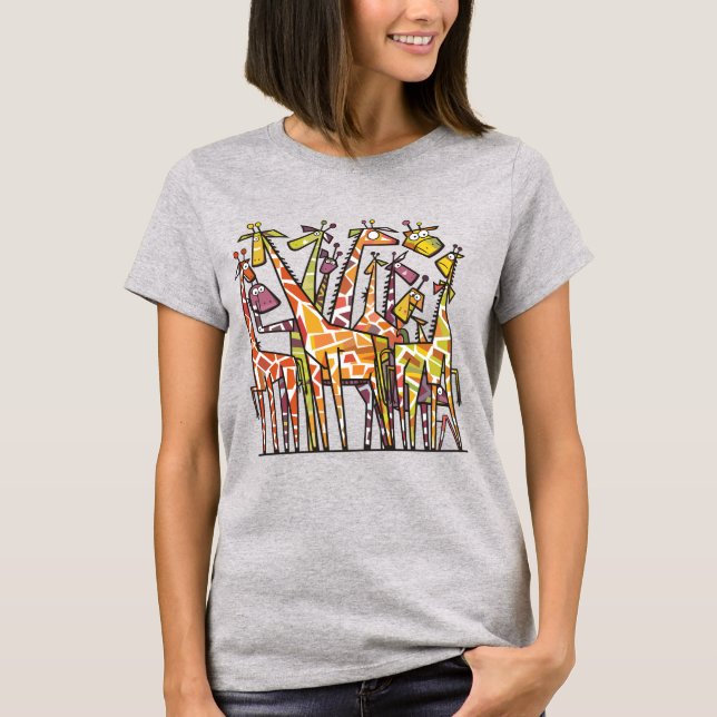Cool Funny Giraffe Abstract Art T-Shirt (Front)