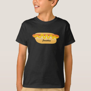 Cool Funny Hot Dog Back to School Custom Name T-Shirt