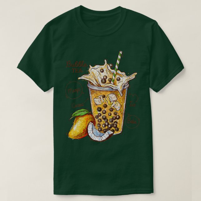 Cool Funny Ice Bubble Tea Mango & Coconut Graphic  T-Shirt (Design Front)