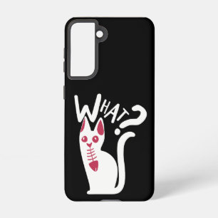 Cool Funny Joke Minimal Cartoonish White Cat Prank Samsung Galaxy Case