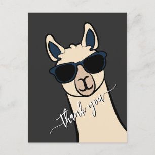 Cool Funny Llama with sunglasses Alpaca Thank You Postcard