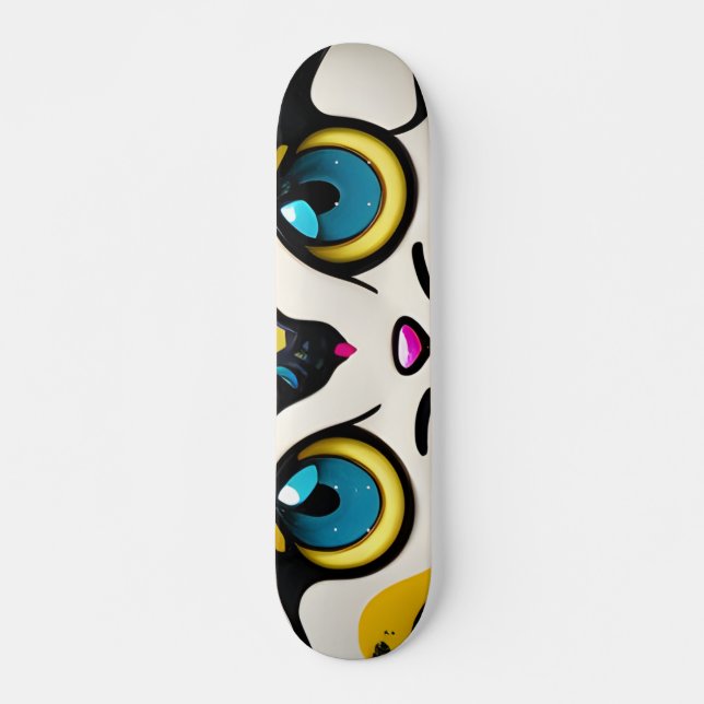 Cool funny monster cat skateboard (Front)
