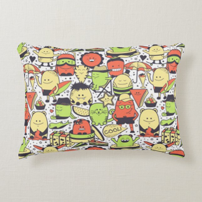 Cool Funny Monsters Decorative Cushion (Front)