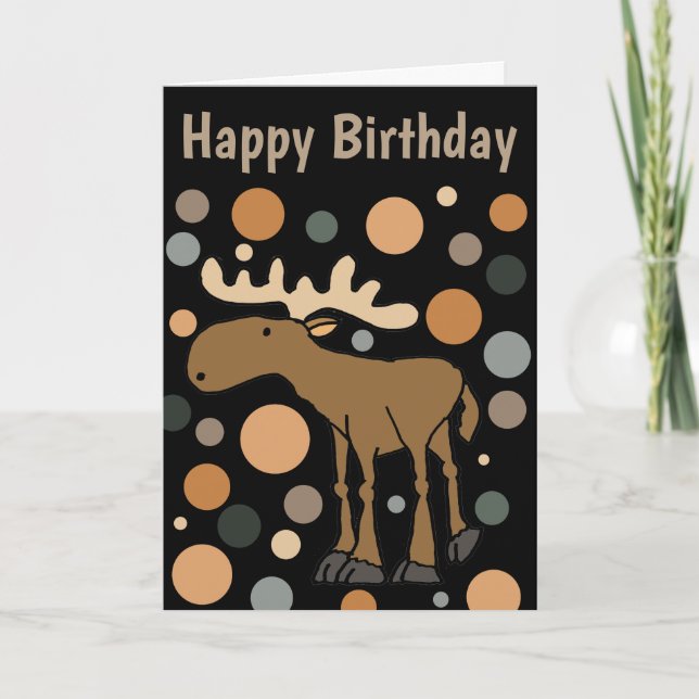 Cool Funny Moose and Circles Abstract Art Card (Front)