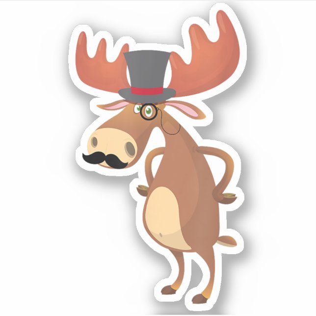 Cool Funny Moose Hat Moustache Animal Lover (Front)