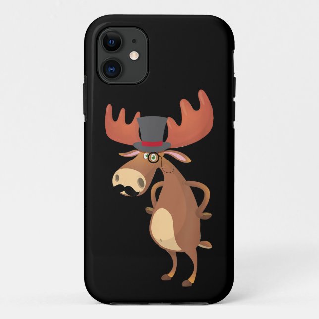 Cool Funny Moose Hat Moustache Animal Lover Case-Mate iPhone Case (Back)