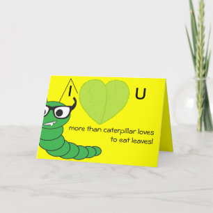 Cool funny nerdy caterpillar Valentine's Day Holiday Card