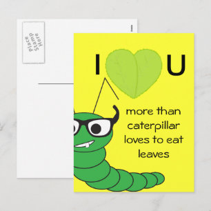 Cool funny nerdy caterpillar Valentine's Day Holiday Postcard