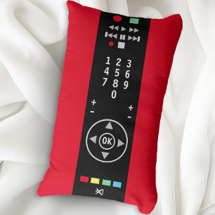 Cool Funny Novelty Red and Black TV Remote Control Lumbar Cushion