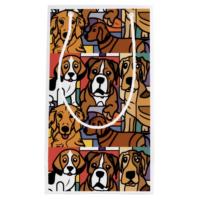 Cool Funny Rescue Dogs Abstract Generic Small Gift Bag (Front)