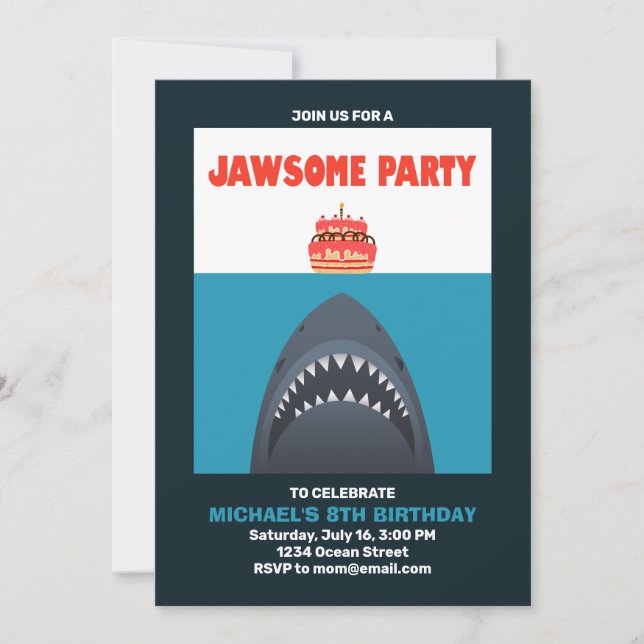 Cool Funny Shark Birthday Invitation (Front)