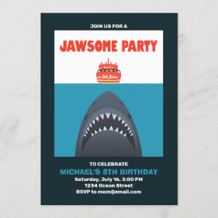 Cool Funny Shark Birthday Invitation