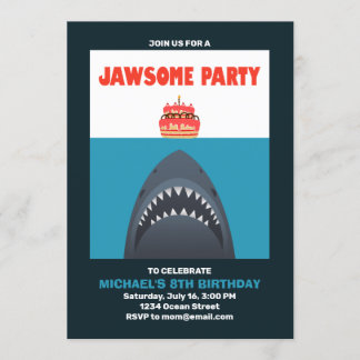Cool Funny Shark Birthday Invitation