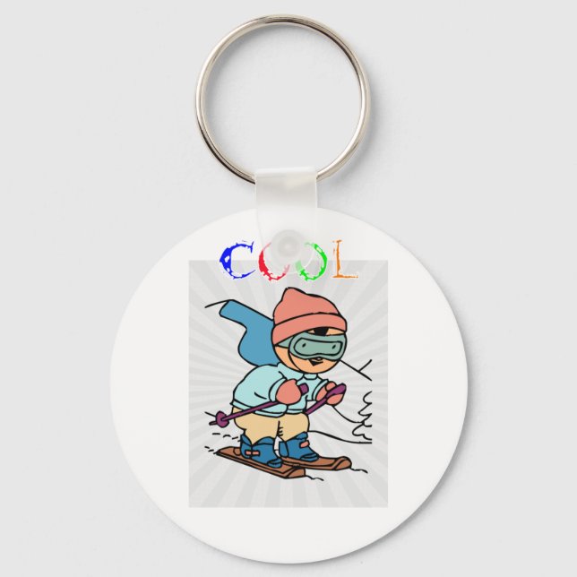 Cool Funny Skier | skiing designs | skiing funny Key Ring (Front)