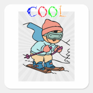 Cool Funny Skier   skiing designs   skiing funny Square Sticker