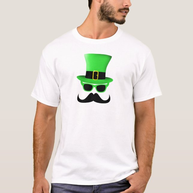 Cool Funny St. Patrick's Day Moustache Top hat Man (Front)