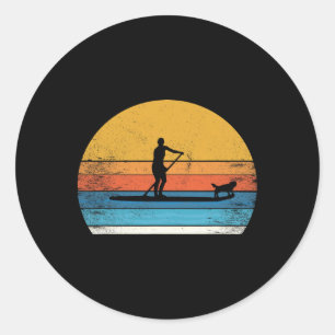 Cool Funny Stand Up Paddle Board Dog Sup Paddling Classic Round Sticker