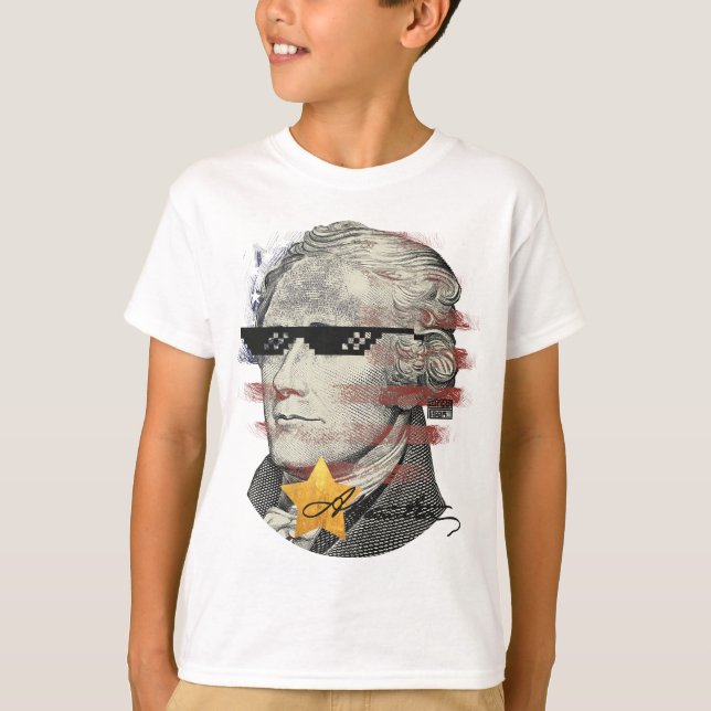 Cool Funny Sunglasses Patriotic Alexander Hamilton T-Shirt (Front)