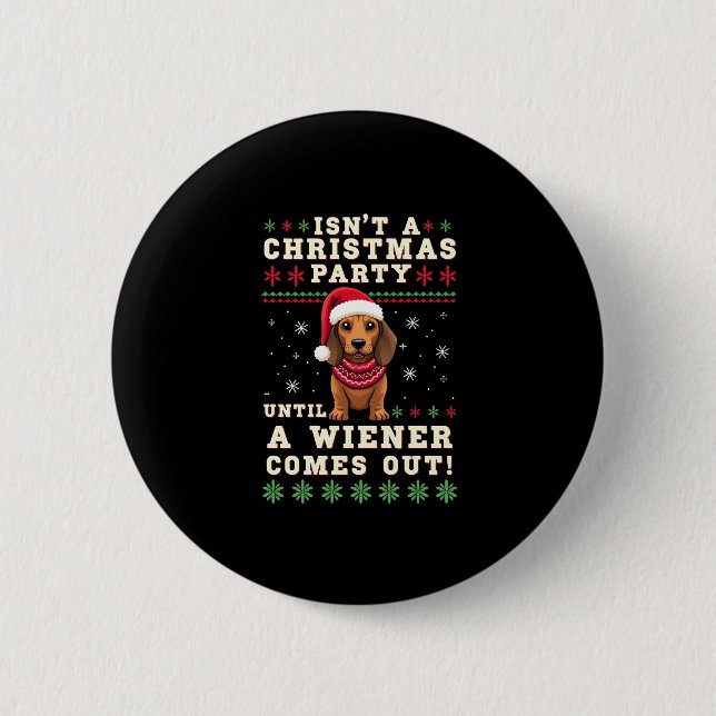 Cool Funny Wiener Dog Christmas Dachshund Holiday  6 Cm Round Badge