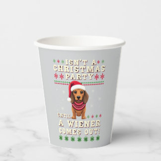 Cool Funny Wiener Dog Christmas Dachshund Holiday  Paper Cups