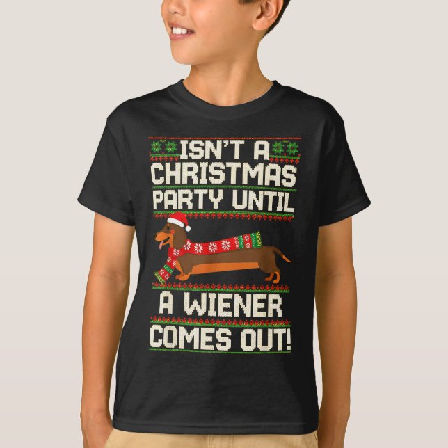 Cool Funny Wiener Dog Christmas Dachshund Holiday  T-Shirt (Front)