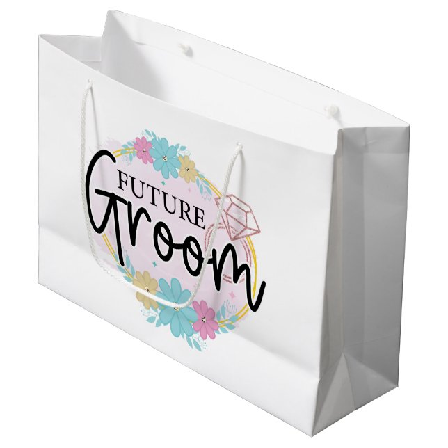 Cool future Groom engagement party Large Gift Bag (Front Angled)