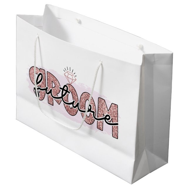 Cool future Groom engagement party  Large Gift Bag (Front Angled)