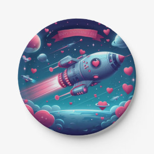 Cool/futuristic spaceship valentine's day paper plate