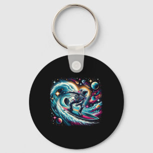 Cool Galaxy Surfer Astronaut On Surfing Key Ring