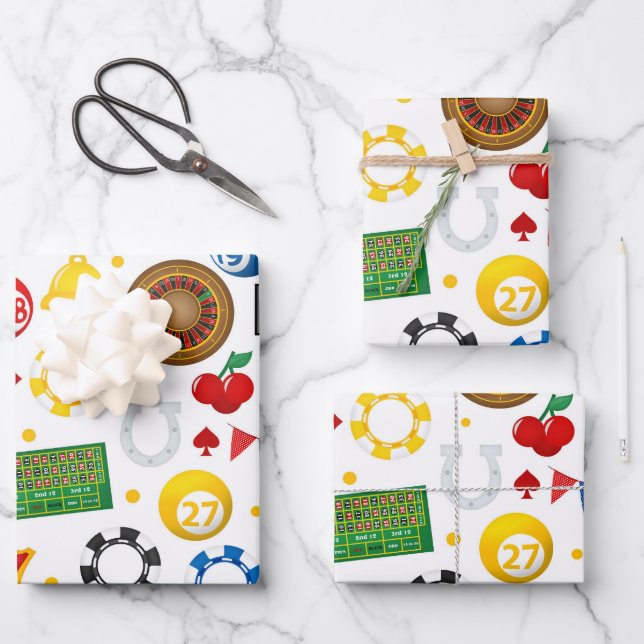 Cool gambling dice pattern Casino Wrapping Paper Sheet (Front)