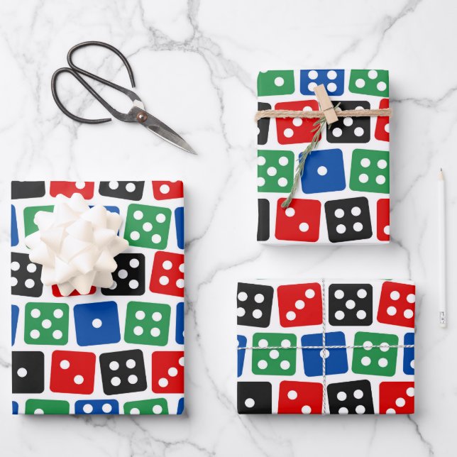 Cool gambling dice pattern party wrapping paper sheet (Front)